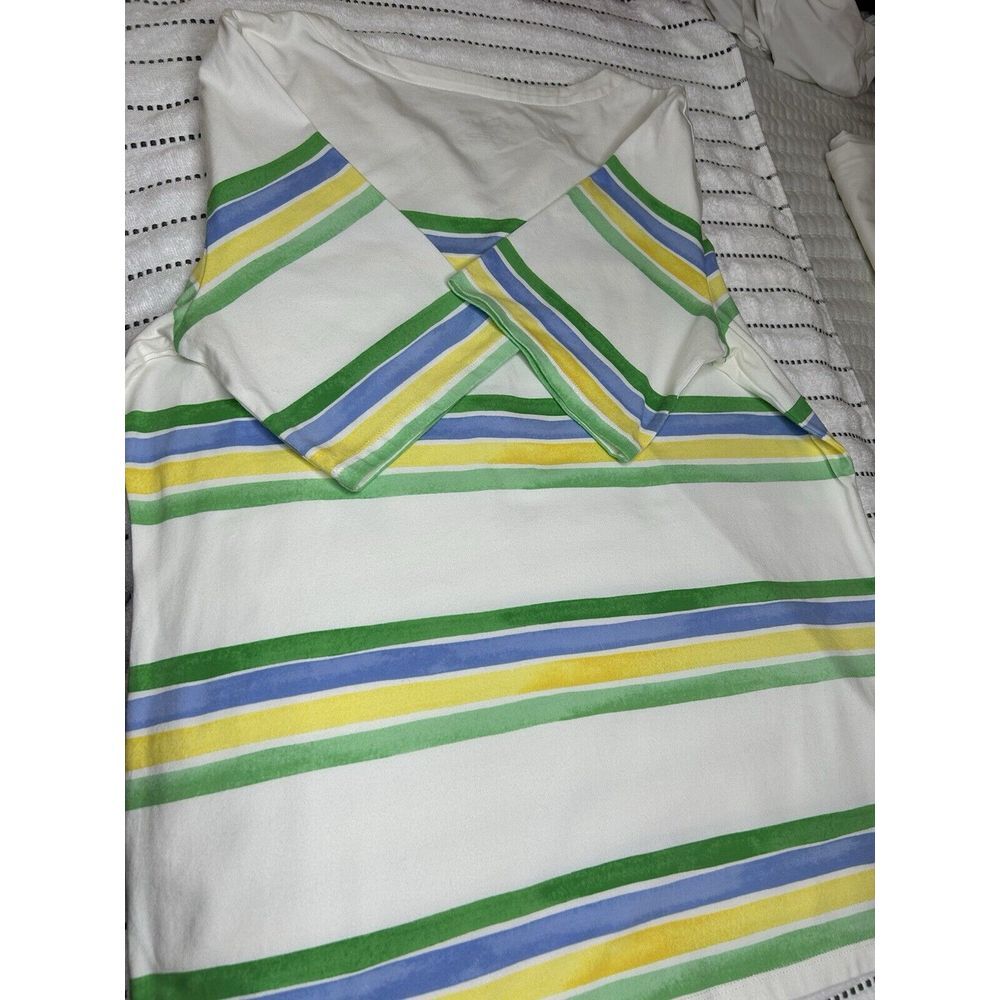 Talbots Women's Striped Crewneck T-Shirt Top Short Sleeve Pink White Size Large - Picture 5 of 6